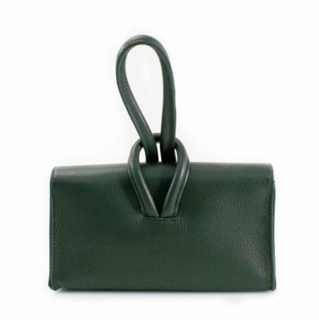 Dark Green Leather Loop Handle Bag - Claris