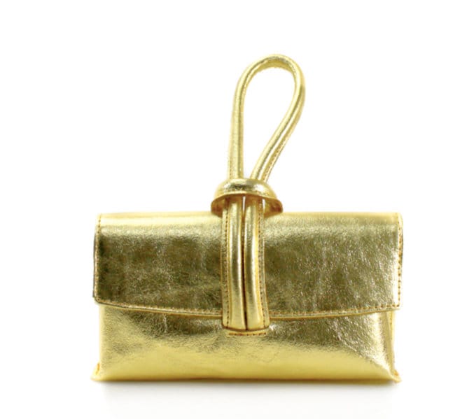 Gold Leather Loop Handle Bag - Claris