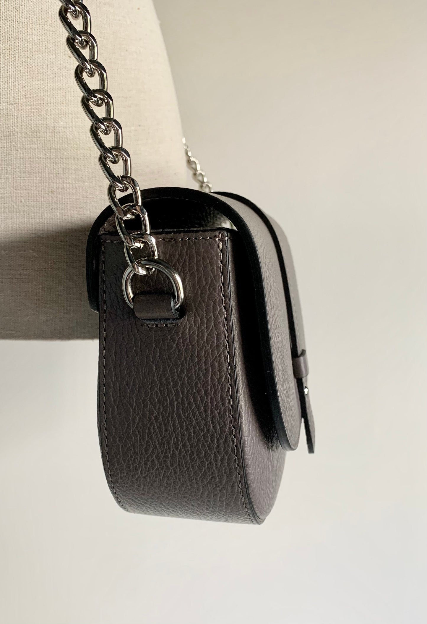 Grey Leather Crossbody Bag