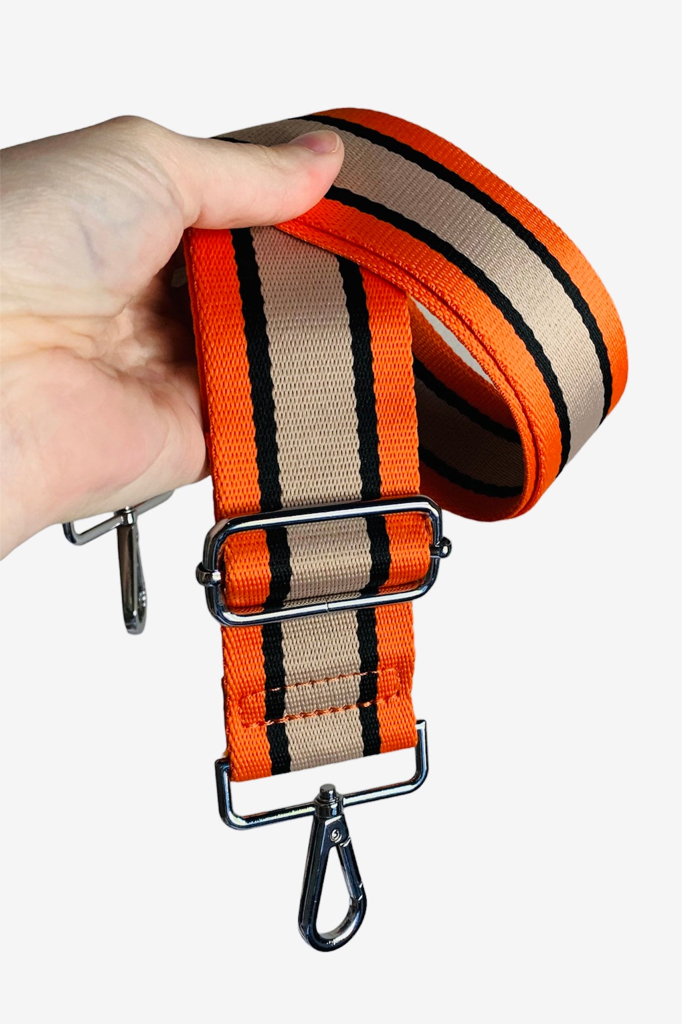Orange & Black Stripe Canvas Bag Strap