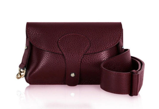 Burgundy Leather Compact Crossbody Bag - Vogue