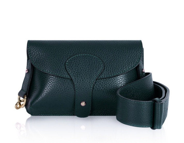 Teal Leather Compact Crossbody Bag - Vogue