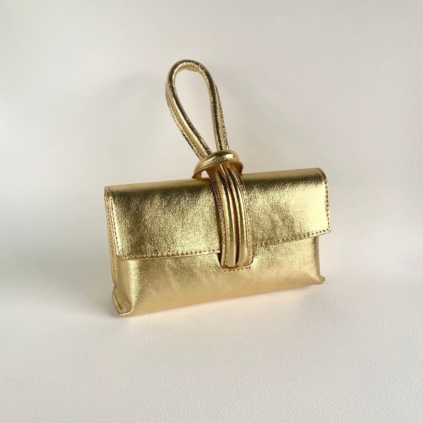 Gold Leather Loop Handle Bag - Claris