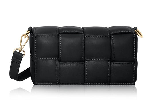 Black Leather Weaved Bag - London