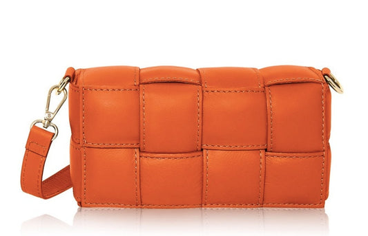 Orange Leather Weaved Bag - London