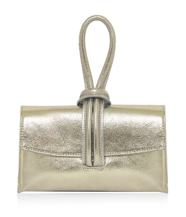 Gold/Silver Leather Loop Handle Bag - Claris