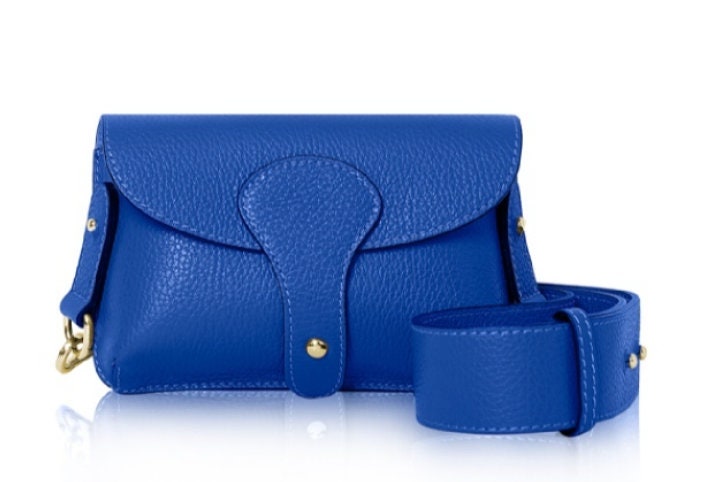 Royal Blue Leather Compact Crossbody Bag - Vogue