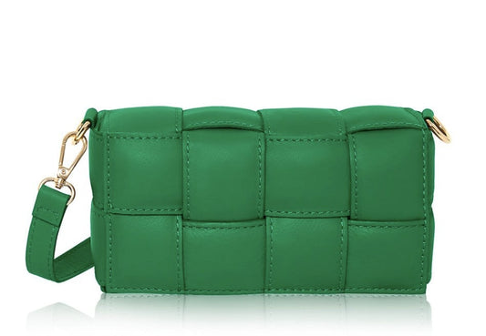 Geflochtene Tasche aus grünem Leder – London