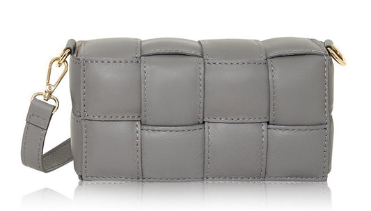 Grey Leather Weaved Bag - London