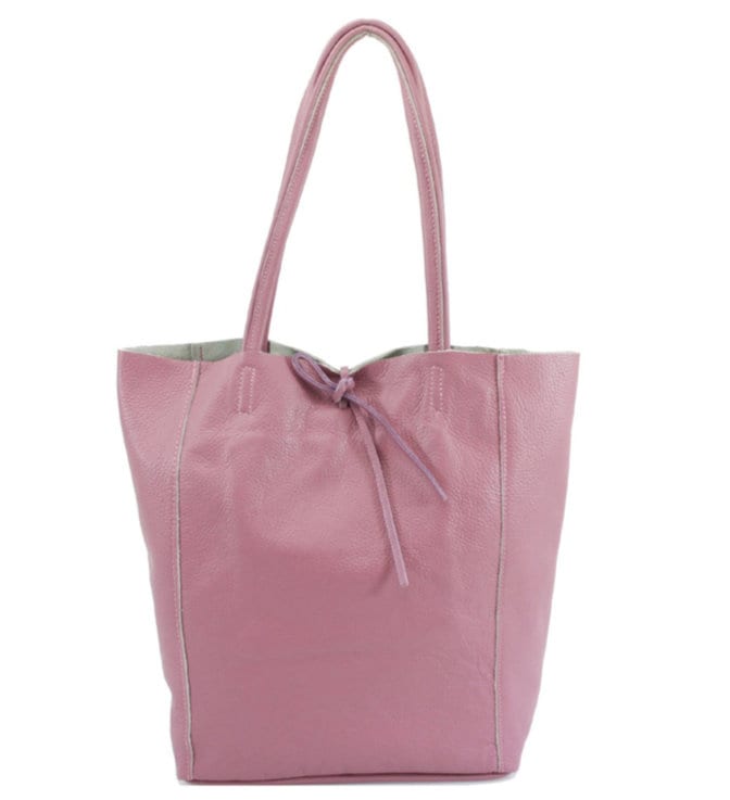 Pink Leather Shopper Bag