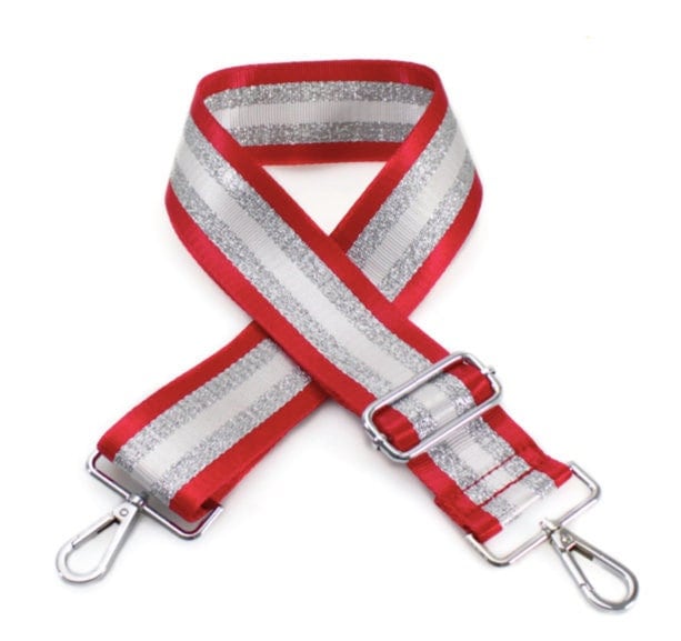 Red & Silver Stripe Bag Strap