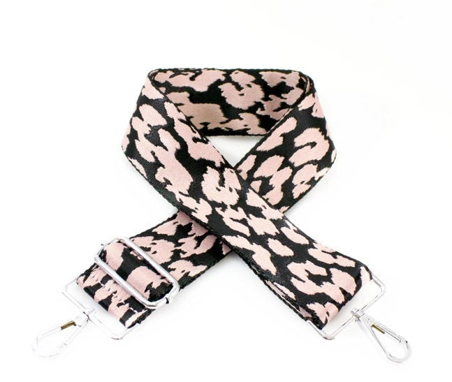 Leopard Print Canvas Bag Strap, Pale Pink Replacement Bag Strap, Leopard Print Bag Strap, Adjustable Handbag Strap