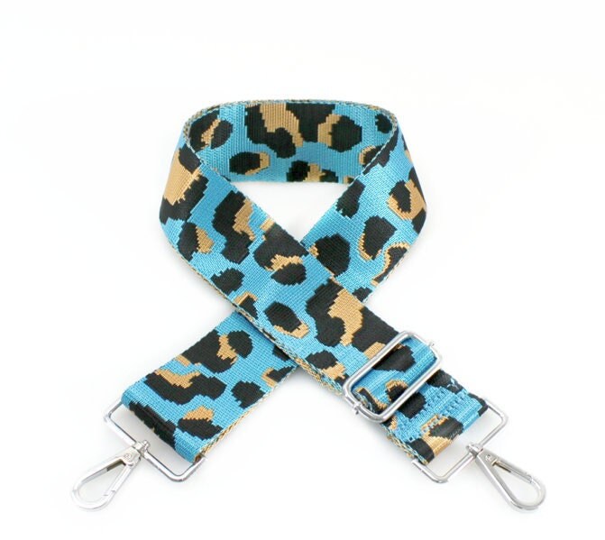 Sangle de sac bleue à imprimé léopard