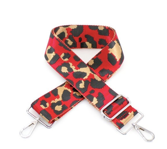 Red Leopard Print Bag Strap