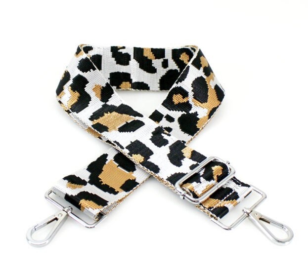 White Leopard Print Bag Strap