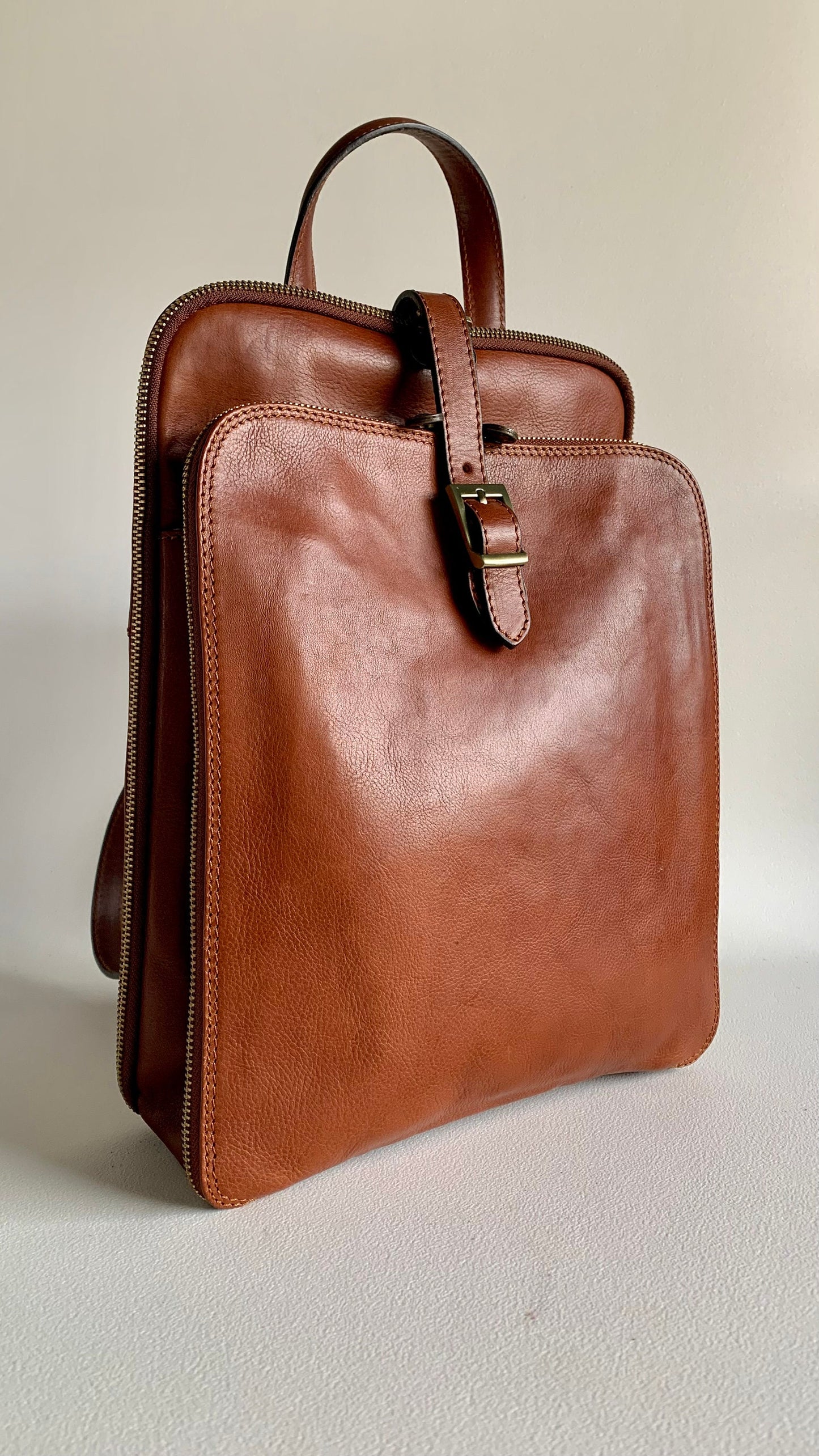 Stylish Brown Leather Backpack