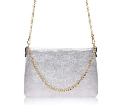Silver Leather Multiway Chain Bag - Constance