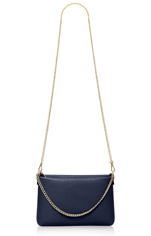 Marineblaue Multiway-Kettentasche aus Leder – Constance