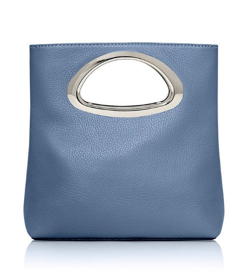 Blaue Leder-Clutch-Tasche – Freya