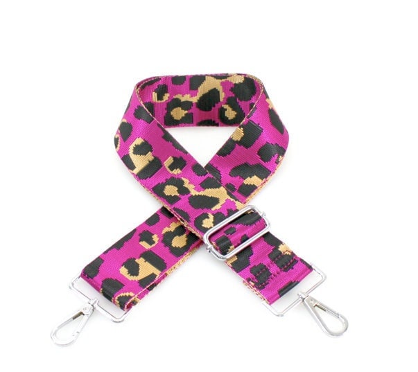 Fuchsia Pink Leopard Print Bag Strap