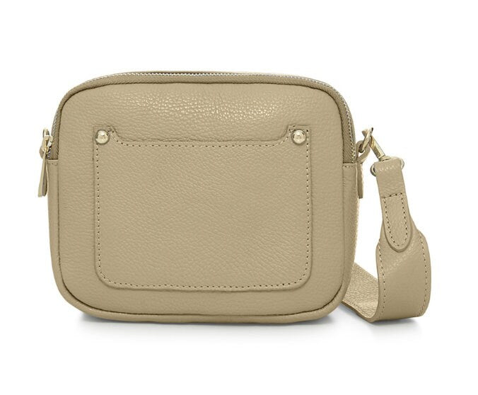 Light Taupe Leather Double Zip Bag - Victoria