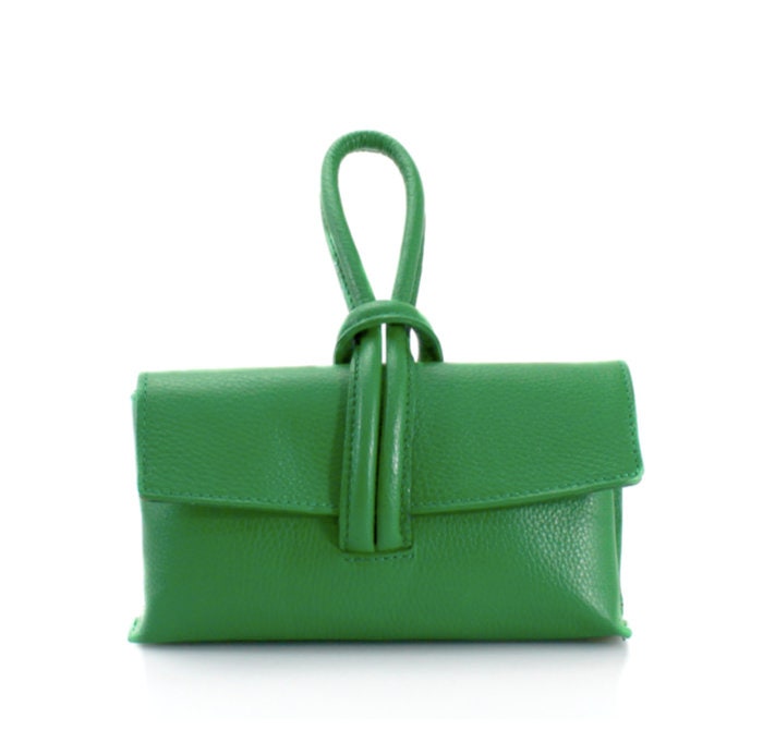 Green Leather Loop Handle Bag - Claris