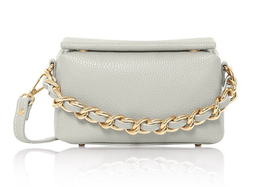 Light Grey Boxy Bag With Chain Handle - Erin
