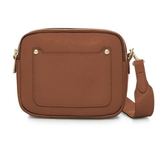 Tan Leather Double Zip Bag - Victoria