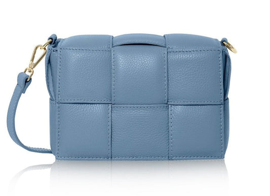 Blue Leather Weaved Bag - Polly