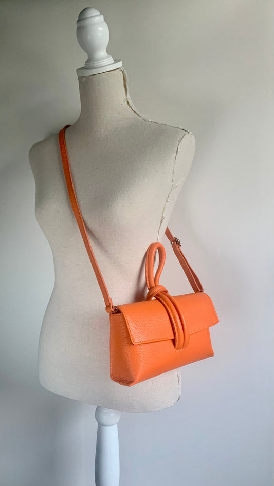 Orange Leather Loop Handle Bag - Claris