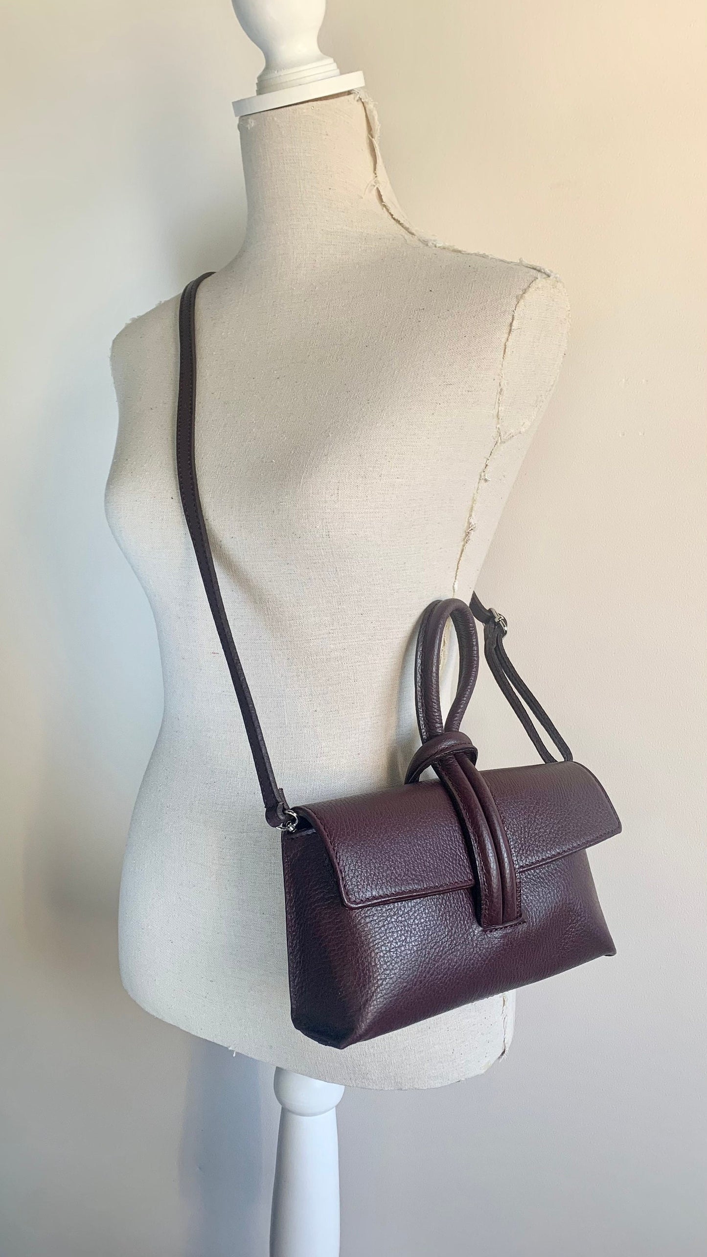 Burgundy Leather Clutch Bag Crossbody Bag