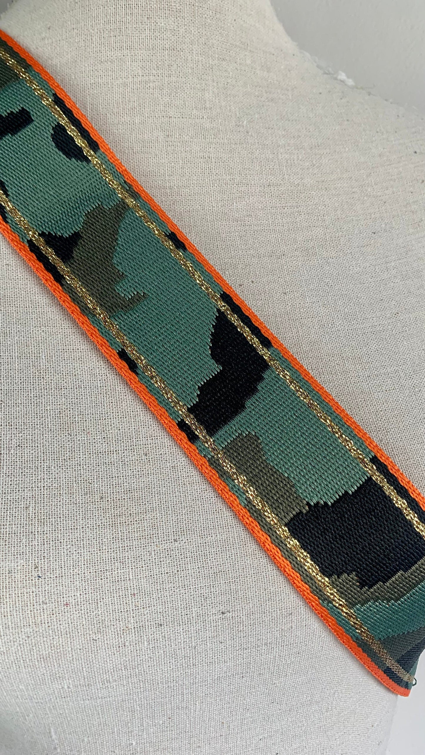 Camouflage & Orange Canvas Bag Strap