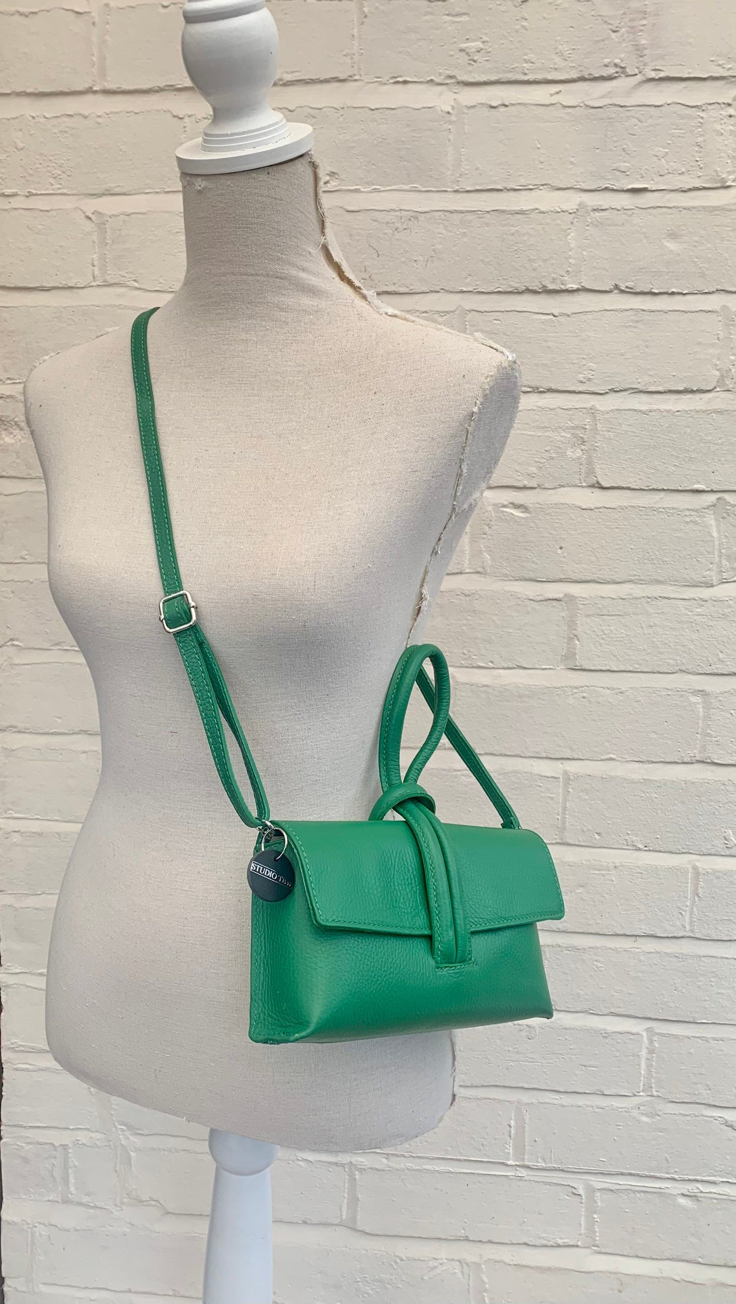 Green Leather Loop Handle Bag - Claris